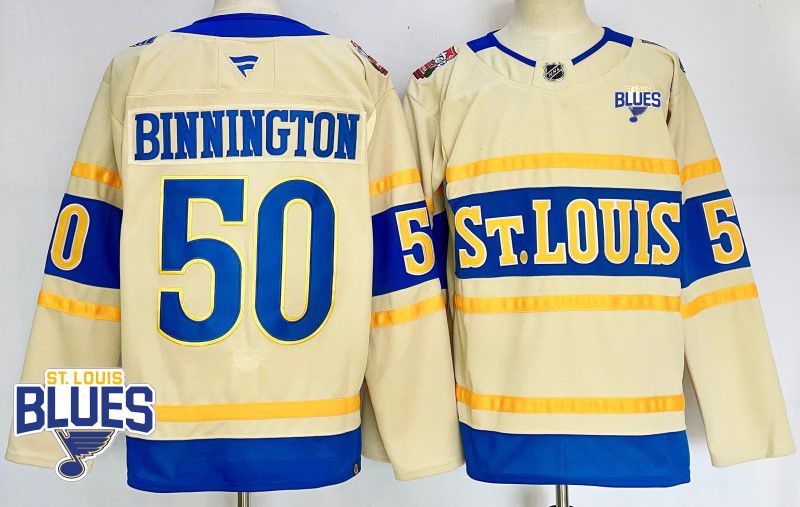 Men St.Louis Blues #50 Binnington Cream Fanatics 2025 NHL Jersey style 2->st.louis blues->NHL Jersey